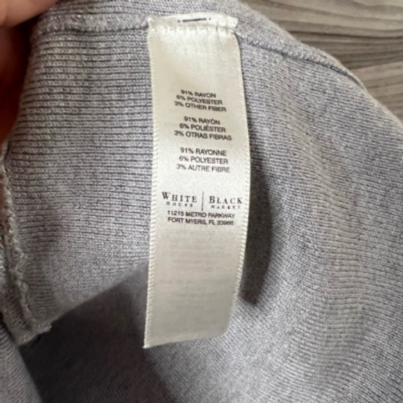 White House Black Market Womens Pullover Sweater Gray‎ Striped Short Sleeve M - Picture 5 of 12